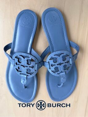 TORY BURCH Miller Croc-Embossed Sandals - Size 11 Excellent Pre-❤️ Condition